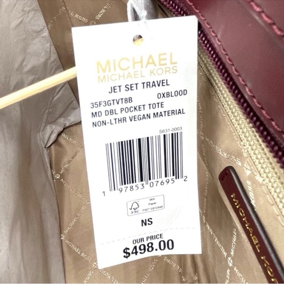 Michael Kors Jet Set Medium Pocket Tote Bag Ruby Red Leather - Picture 11 of 11